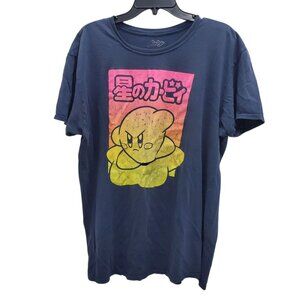 Kirby‎ Y2K Navy Pink Ombre Japanese Character Extreme Trashed Graphic Tee XL